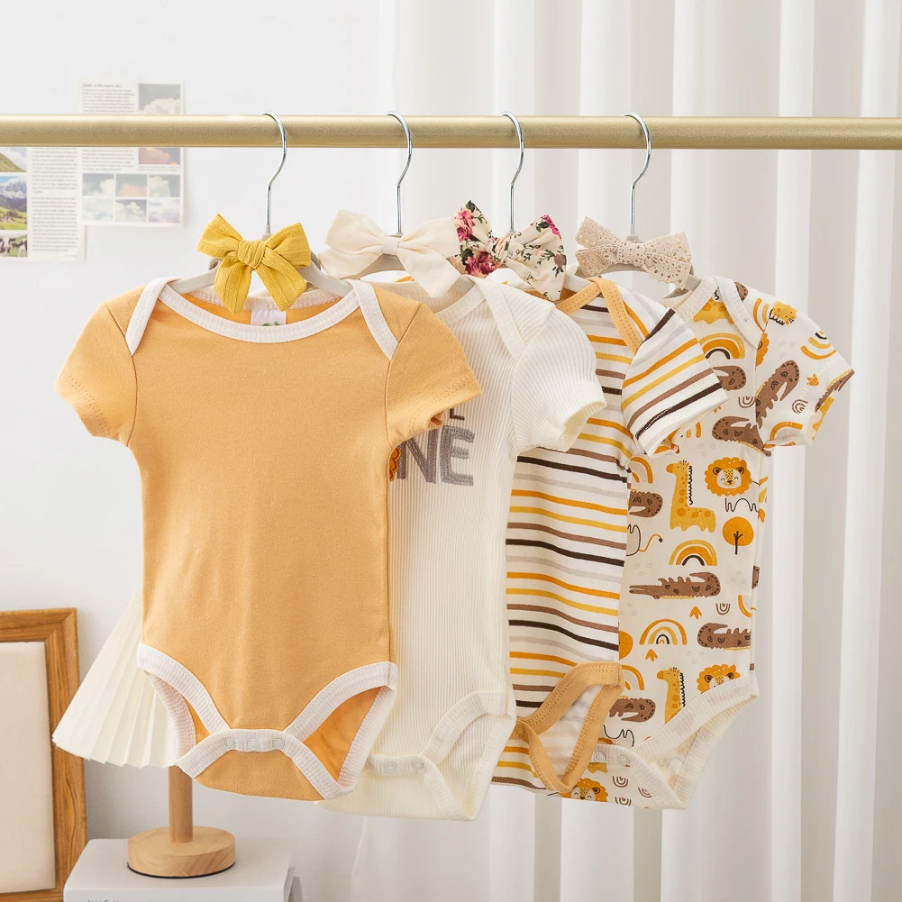 8Pcs Lion Striped Baby Rompers Headbands Set Short Sleeve Cotton Flower Gingham Plaid Print Bodysuits Infant Clothing Clothes
8Pcs Lion Striped Baby Rompers Headbands Set Short Sleeve Cotton Flower Gingham Plaid Print Bodysuits Infant Clothing Clothes