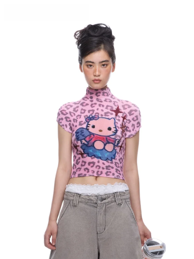 Pink Leopard Print Kitty Pleated Shirt Hand-Drawn Children's Fun T-Shirt Casual Style Short Sleeve Loose Fit Women's Top
Pink Leopard Print Kitty Pleated Shirt Hand-Drawn Children's Fun T-Shirt Casual Style Short Sleeve Loose Fit Women's Top