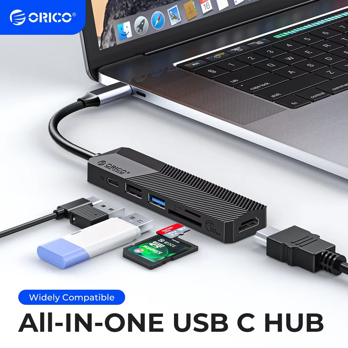 ORICO USB C HUB Type C to HDMI-compatible PD USB 3.0 2.0 SD TF Adapter 6 in 1 Type C Dock Splitter for MacBook Pro Accessories
ORICO USB C HUB Type C to HDMI-compatible PD USB 3.0 2.0 SD TF Adapter 6 in 1 Type C Dock Splitter for MacBook Pro Accessories