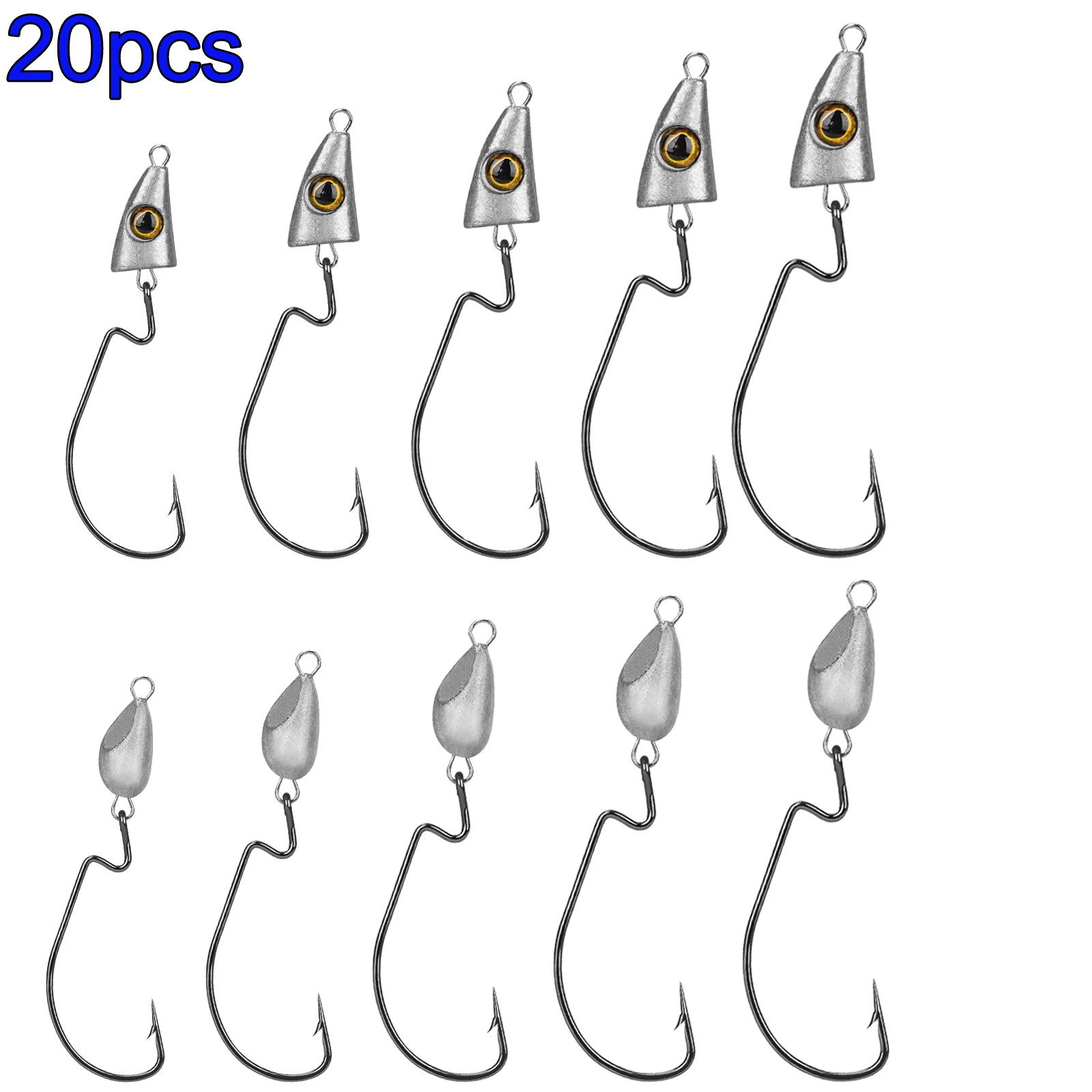 20pcs Fishing Jig Heads Offset Hooks 3.5g 5g 7g 10g 14g Lead Heads Fishooks For Ned Soft Lures Freshwater Weighted Hook
20pcs Fishing Jig Heads Offset Hooks 3.5g 5g 7g 10g 14g Lead Heads Fishooks For Ned Soft Lures Freshwater Weighted Hook