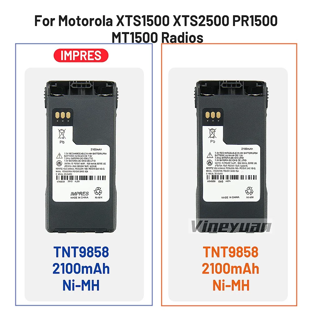 NEW 7.5V 2100mAh NTN9858 NTN9815 Replacement NI-MH Battery for Motorola XTS2500 XTS1500 PR1500 MT1500 Two Way Radio
NEW 7.5V 2100mAh NTN9858 NTN9815 Replacement NI-MH Battery for Motorola XTS2500 XTS1500 PR1500 MT1500 Two Way Radio