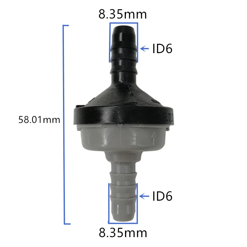 ID6 black gray color plastic one-way valve non-return valve one way valve air pump vacuum check valve for car 2pcs a lot
ID6 black gray color plastic one-way valve non-return valve one way valve air pump vacuum check valve for car 2pcs a lot