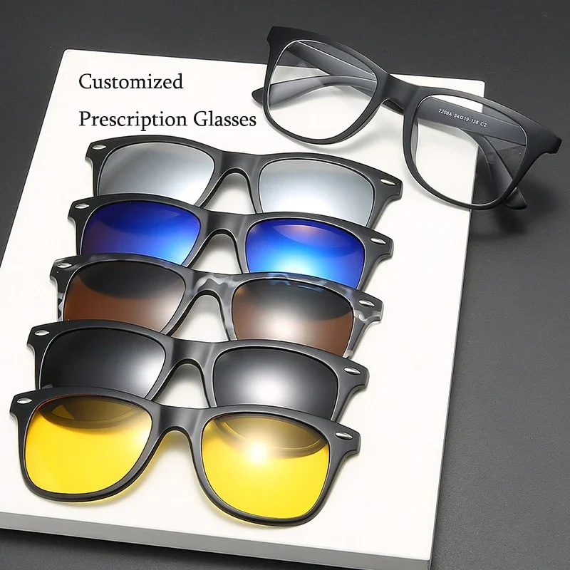 6 In 1 Customize Prescription Glasses Men Women Anti-Blue Light Myopia Hyperopia With 5 PCS Clip On Polarized Sunglasses
6 In 1 Customize Prescription Glasses Men Women Anti-Blue Light Myopia Hyperopia With 5 PCS Clip On Polarized Sunglasses