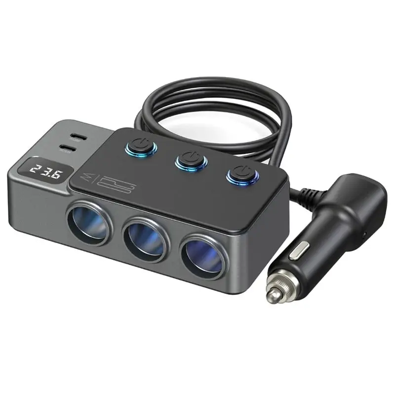 AED6-Car-Mounted Cigarrete Lighte Adapter USB Switch PD Super Fast Charge 120W Car Charger Universal Holde Digital Display
AED6-Car-Mounted Cigarrete Lighte Adapter USB Switch PD Super Fast Charge 120W Car Charger Universal Holde Digital Display