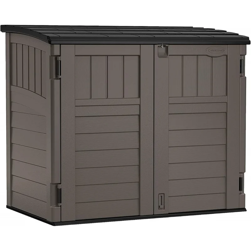34 Cu Ft Horizontal Resin Storage Shed, Lockable Weatherproof Outdoor Shed with Floor, Stoney Black Garden Tools, Trash Cans
34 Cu Ft Horizontal Resin Storage Shed, Lockable Weatherproof Outdoor Shed with Floor, Stoney Black Garden Tools, Trash Cans