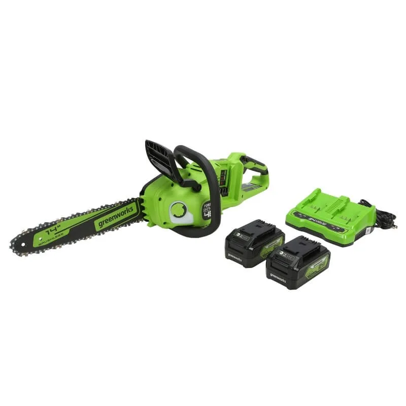 48V (2 x 24V) 14" Brushless Chainsaw with (2) 4.0Ah USB Batteries and Dual Port Charger
48V (2 x 24V) 14" Brushless Chainsaw with (2) 4.0Ah USB Batteries and Dual Port Charger