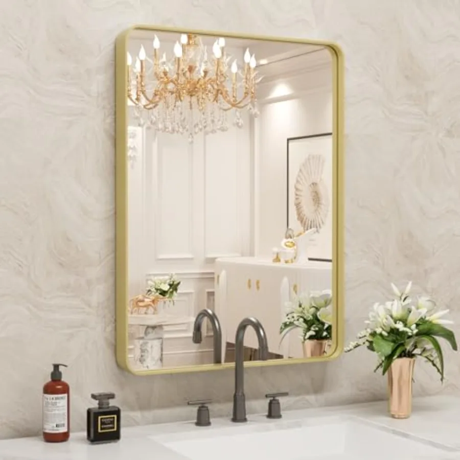 Bathroom Mirror, 20X30 Inch Brushed Metal Frame Mirror, Rounded Rectangle Bathroom Vanity Mirror for Wall, Tempered Glass, Anti
Bathroom Mirror, 20X30 Inch Brushed Metal Frame Mirror, Rounded Rectangle Bathroom Vanity Mirror for Wall, Tempered Glass, Anti