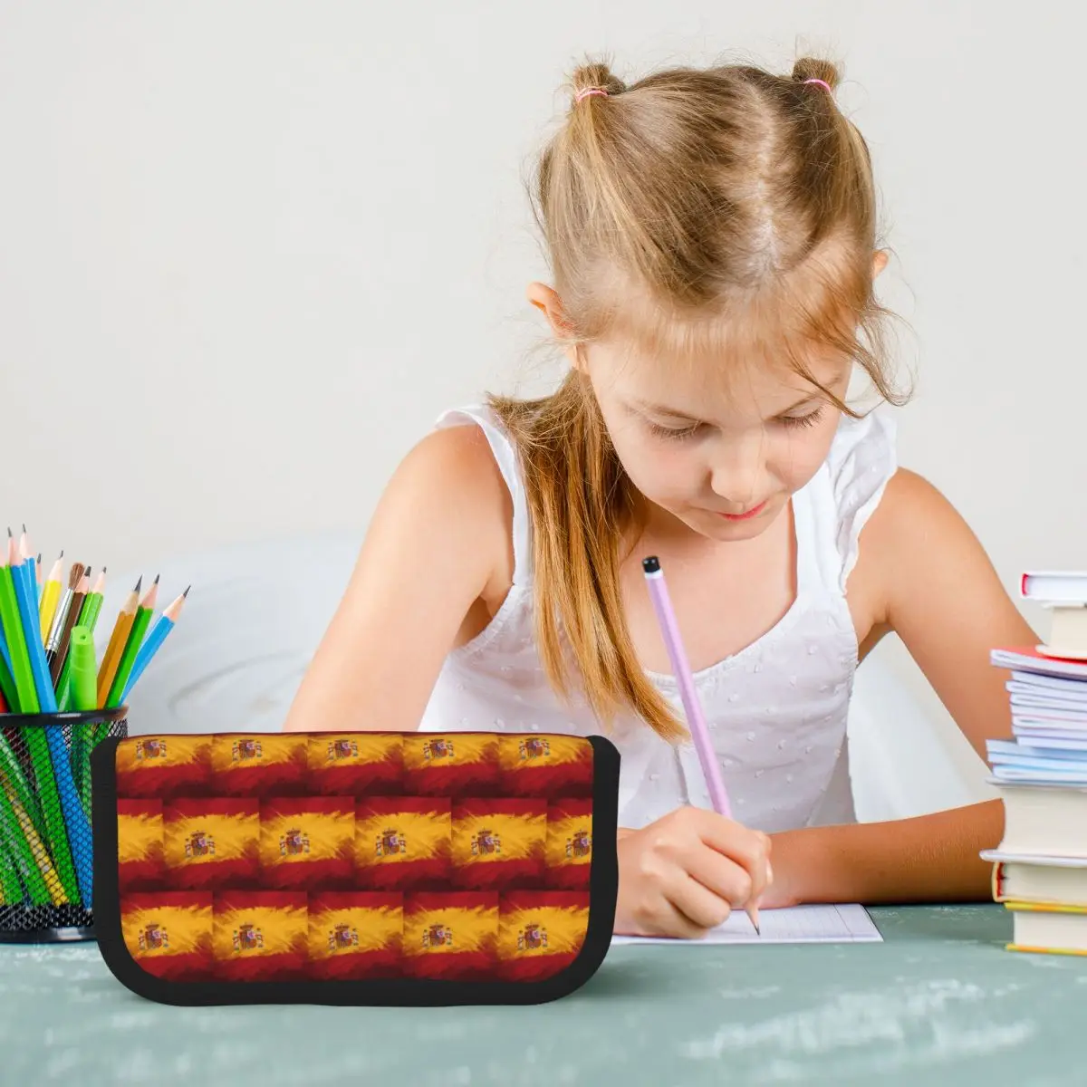 Abstract Spanish Spain Flag Pencil Case Pen Holder Large Capacity Pen Box Pencil Bag for Kids Gifts
Abstract Spanish Spain Flag Pencil Case Pen Holder Large Capacity Pen Box Pencil Bag for Kids Gifts