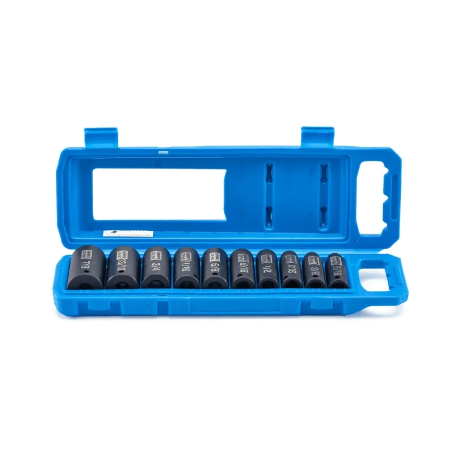 10 Piece 3/8-inch CR-MO Impact Rated Socket Set Standard Sockets
10 Piece 3/8-inch CR-MO Impact Rated Socket Set Standard Sockets