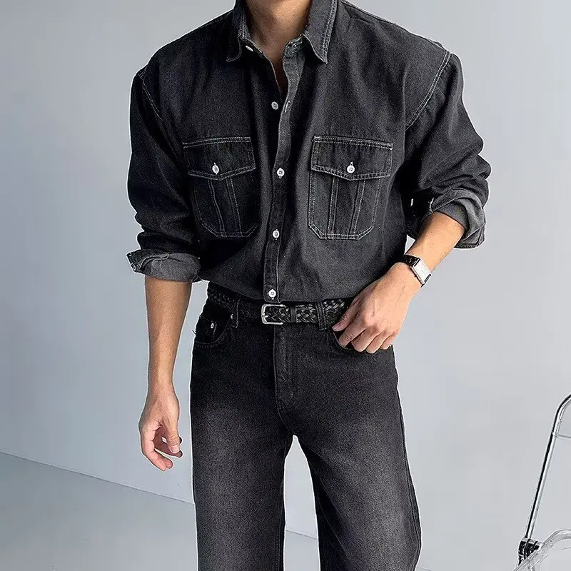 Vintage Fashion Spring Korean Style Men's Solid Color Simple Basic Loose Pocket Turn-down Collar Long Sleeve Shirt Male Clothes
Vintage Fashion Spring Korean Style Men's Solid Color Simple Basic Loose Pocket Turn-down Collar Long Sleeve Shirt Male Clothes