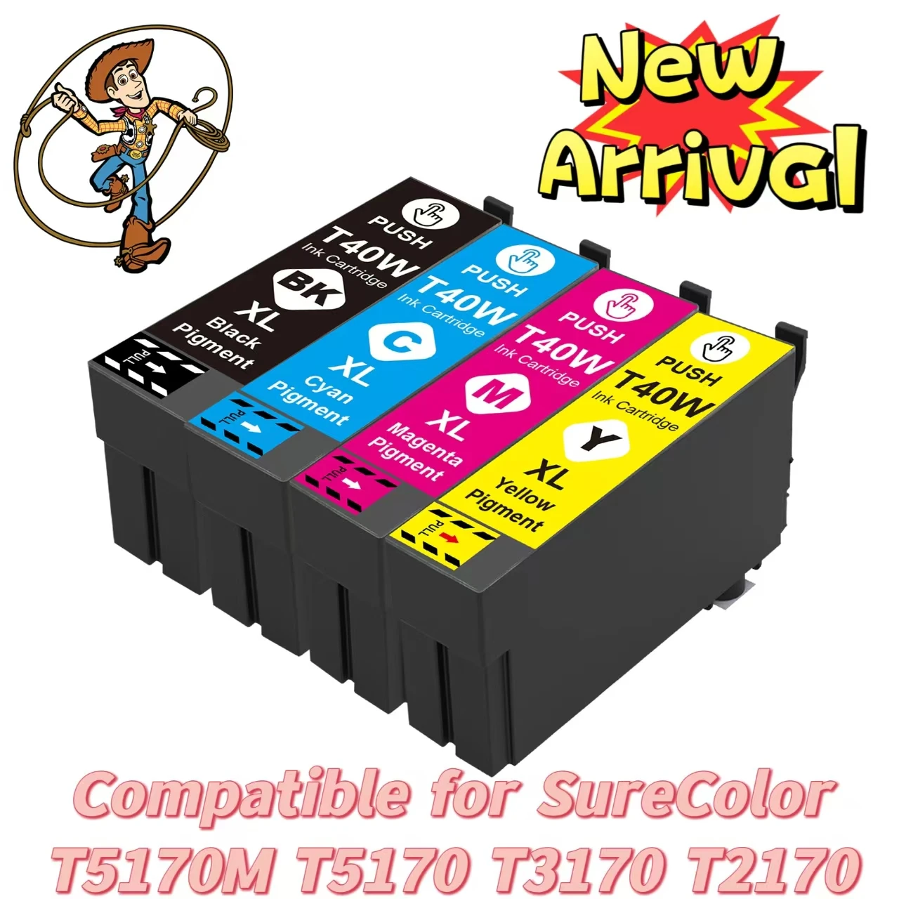 Картриджи T40W (BK C M Y) для T40W XL, совместимые с Epson SureColor T5170M T5170 T3170 T2170
Картриджи T40W (BK C M Y) для T40W XL, совместимые с Epson SureColor T5170M T5170 T3170 T2170