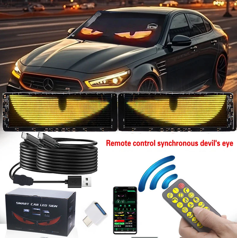 2PCS 1/2 Windshield Devil Eyes Bliking Flashing LED Eyes On The Windshield Glowing Window Soft Foldable LED Screen For Car Truck
2PCS 1/2 Windshield Devil Eyes Bliking Flashing LED Eyes On The Windshield Glowing Window Soft Foldable LED Screen For Car Truck