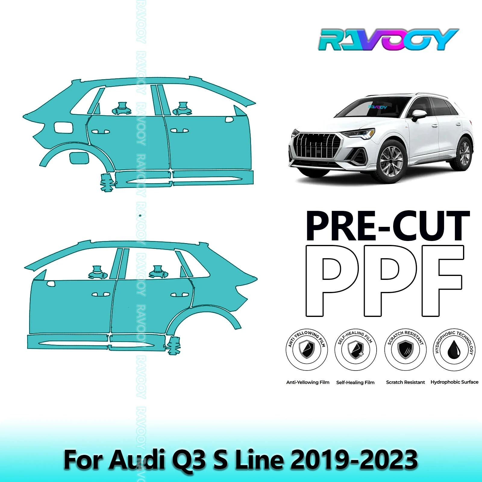 For Audi Q3 S Line 2019-2023 8.5mil Clear Matte Pre-Cut PPF Door & A/B Pillar Kit TPU Paint Protection Film Set
For Audi Q3 S Line 2019-2023 8.5mil Clear Matte Pre-Cut PPF Door & A/B Pillar Kit TPU Paint Protection Film Set