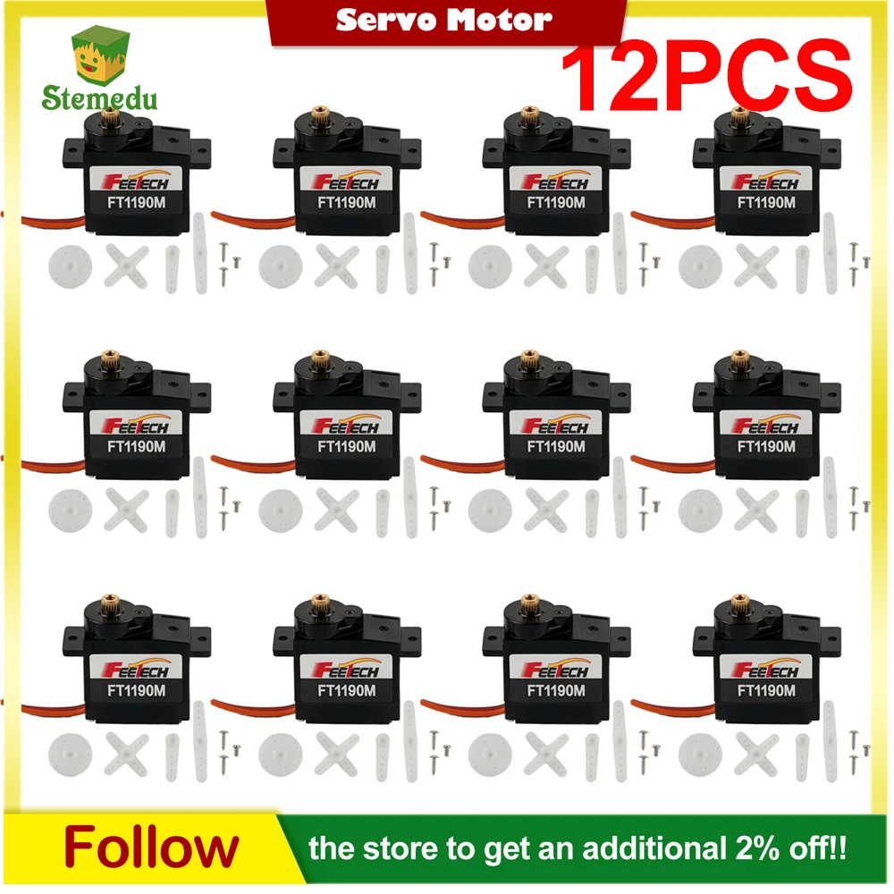 12pcs 9g Lightweight Mini Servo 200 Degree Coreless Quadruped Robot Metal Gear Micro Servo FT1190M for STEM Education Quadcopter
12pcs 9g Lightweight Mini Servo 200 Degree Coreless Quadruped Robot Metal Gear Micro Servo FT1190M for STEM Education Quadcopter