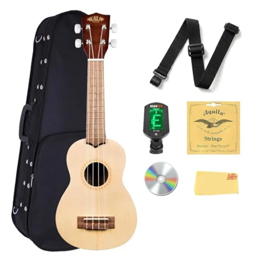 Satin Spruce Soprano Ukulele Bundle with Hard Case Tuner Strap Strings Austin Bazaar Instructional DVD and Polishing Cloth in N
Satin Spruce Soprano Ukulele Bundle with Hard Case Tuner Strap Strings Austin Bazaar Instructional DVD and Polishing Cloth in N
