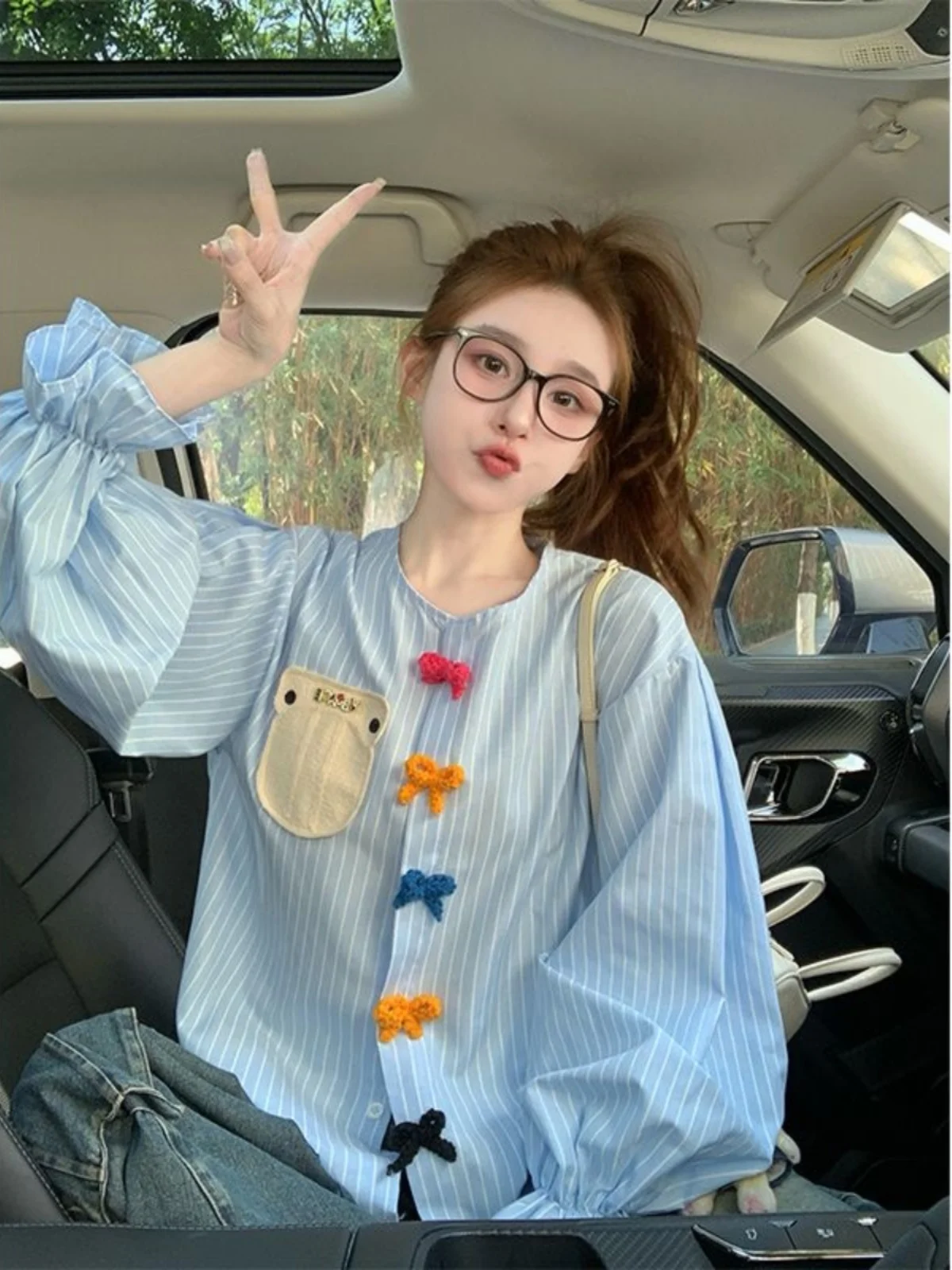 plus Size 300 Pounds Women's Shirt Mint Wave Blue Stripes Loose Fit Knot Slimming Top Korean Style Long Sleeve roun...
plus Size 300 Pounds Women's Shirt Mint Wave Blue Stripes Loose Fit Knot Slimming Top Korean Style Long Sleeve roun...