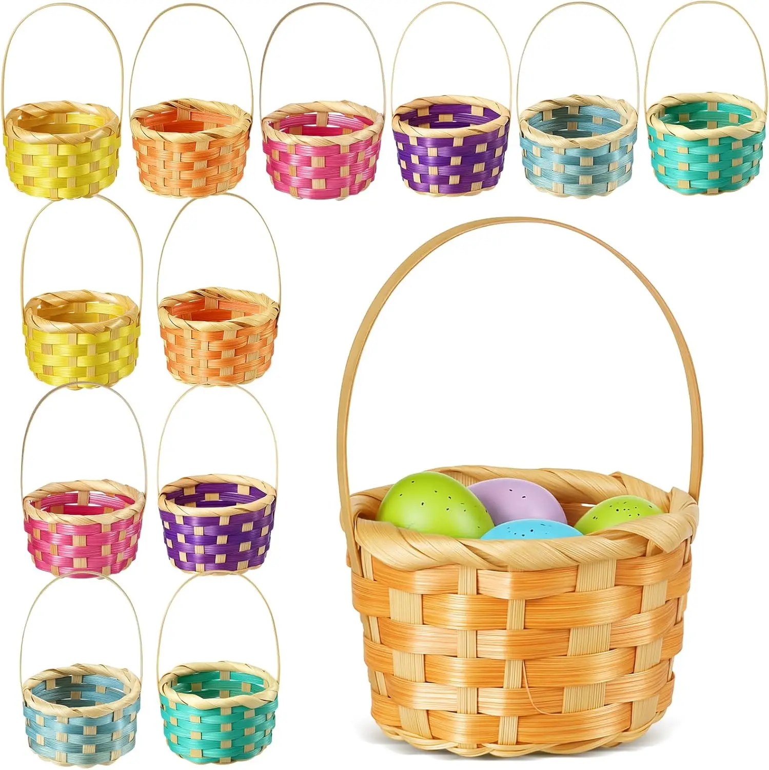 Remerry 12 Pcs Mini Woven Baskets Bulk with Handles, Colorful Small Woven Baskets for Crafts, Tiny Gift Basket for Party Favors, DIY Crafts, Spring Decor, Easter Egg Hunt
Remerry 12 Pcs Mini Woven Baskets Bulk with Handles, Colorful Small Woven Baskets for Crafts, Tiny Gift Basket for Party Favors, DIY Crafts, Spring Decor, Easter Egg Hunt