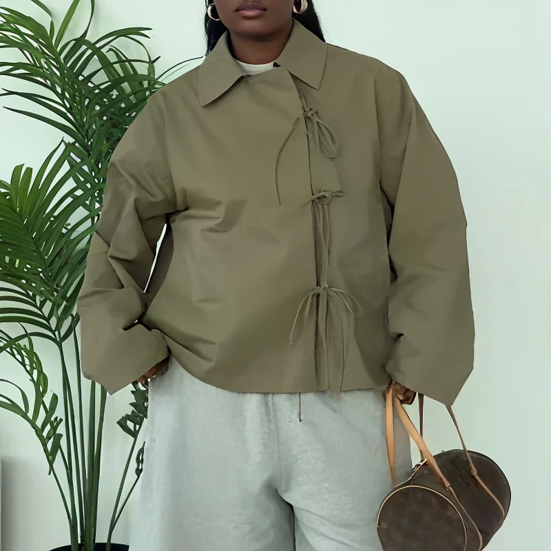 Casual Chic Bow Tie Strapped Jackets Women's Loose Lapel Long Sleeve Pockets Coats 2025 Autumn Lady Daily Street Outerwears
Casual Chic Bow Tie Strapped Jackets Women's Loose Lapel Long Sleeve Pockets Coats 2025 Autumn Lady Daily Street Outerwears