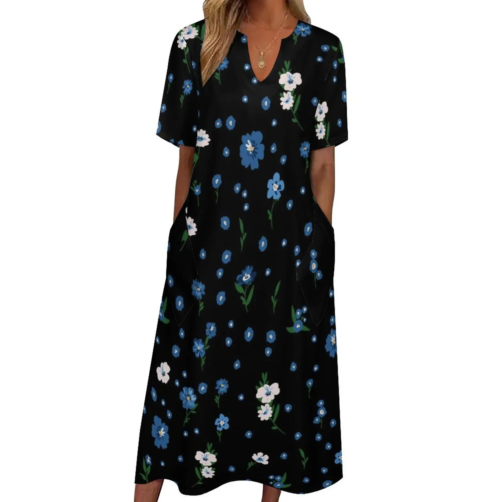 Blue White Daisies Dress Cute Flowers Cute Maxi Dress Street Fashion Casual Long Dresses Women Short Sleeve Big Size Vestidos
Blue White Daisies Dress Cute Flowers Cute Maxi Dress Street Fashion Casual Long Dresses Women Short Sleeve Big Size Vestidos