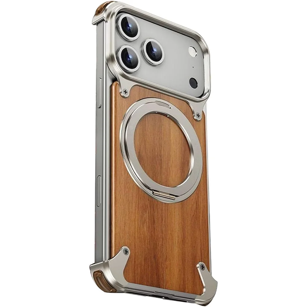 For iPhone 17 Pro Max/17 Pro Titanium Metal Wood Leather Magnetic Frameless Case 360° Rotating Kickstand Airbag Shockproof
For iPhone 17 Pro Max/17 Pro Titanium Metal Wood Leather Magnetic Frameless Case 360° Rotating Kickstand Airbag Shockproof