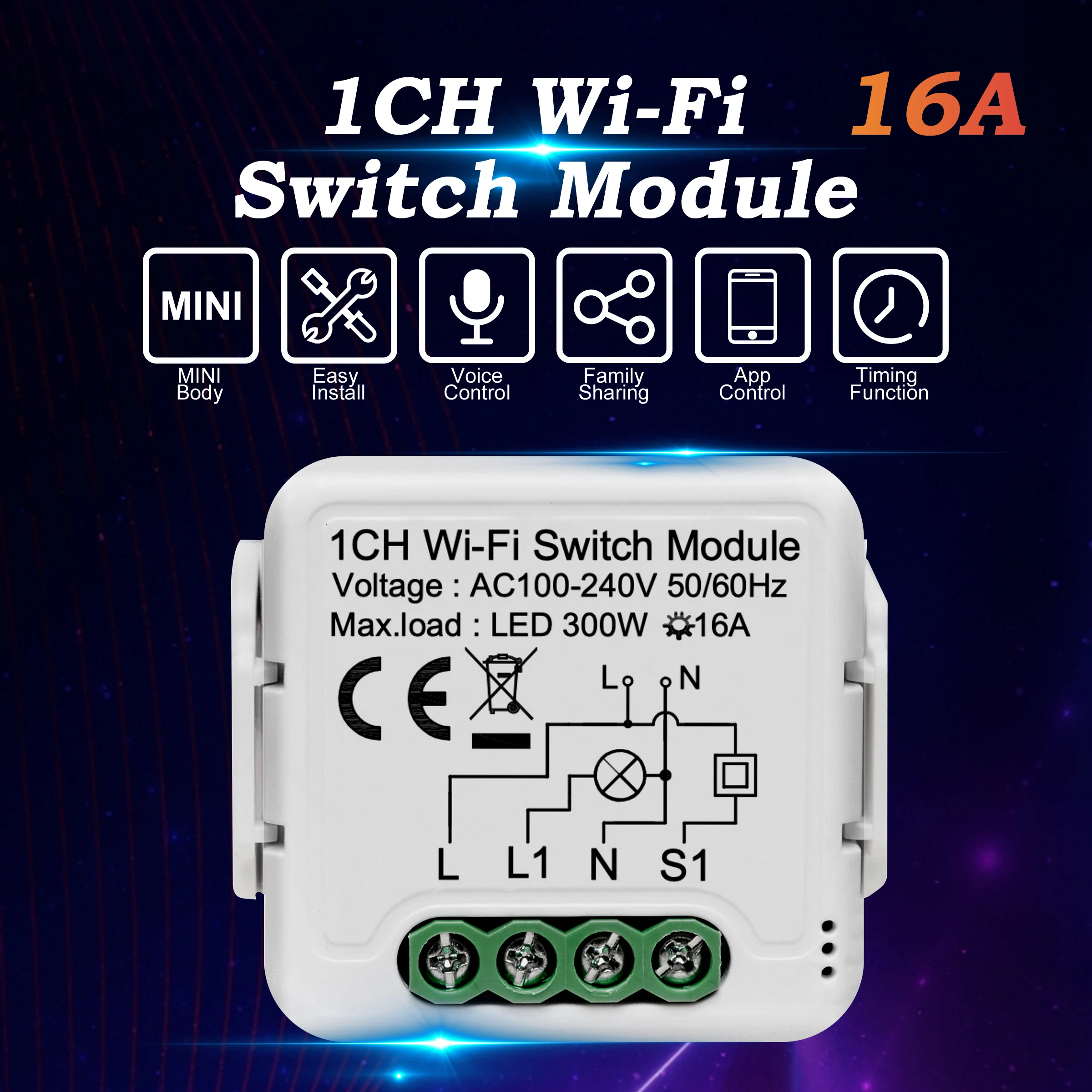 Модуль переключателя Wi-Fi Tuya 16A, автоматизация умного дома, универсальный выключатель «сделай сам», 2-стороннее управление, работает с Alice Alexa Google Home
Модуль переключателя Wi-Fi Tuya 16A, автоматизация умного дома, универсальный выключатель «сделай сам», 2-стороннее управление, работает с Alice Alexa Google Home