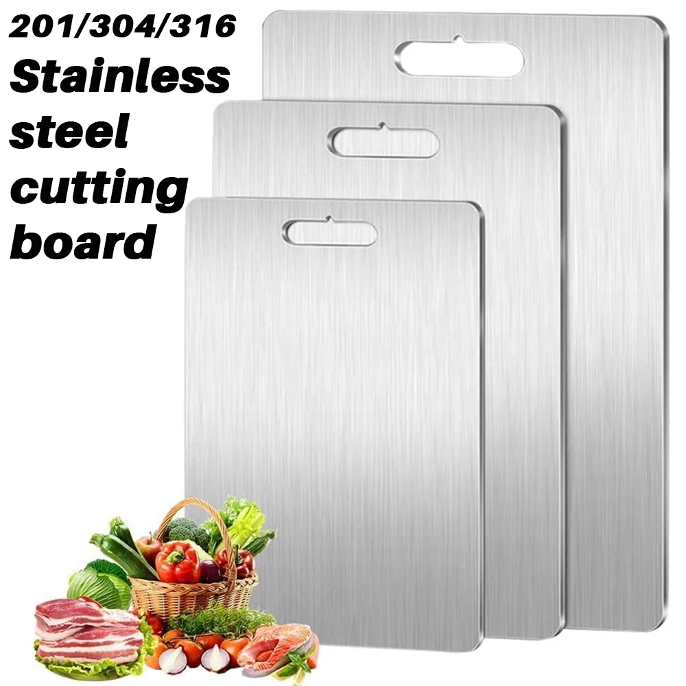 New stainless steel cutting board, multiple materials, for kitchen, home, camping, parties, and barbecues, usable on both sides
New stainless steel cutting board, multiple materials, for kitchen, home, camping, parties, and barbecues, usable on both sides