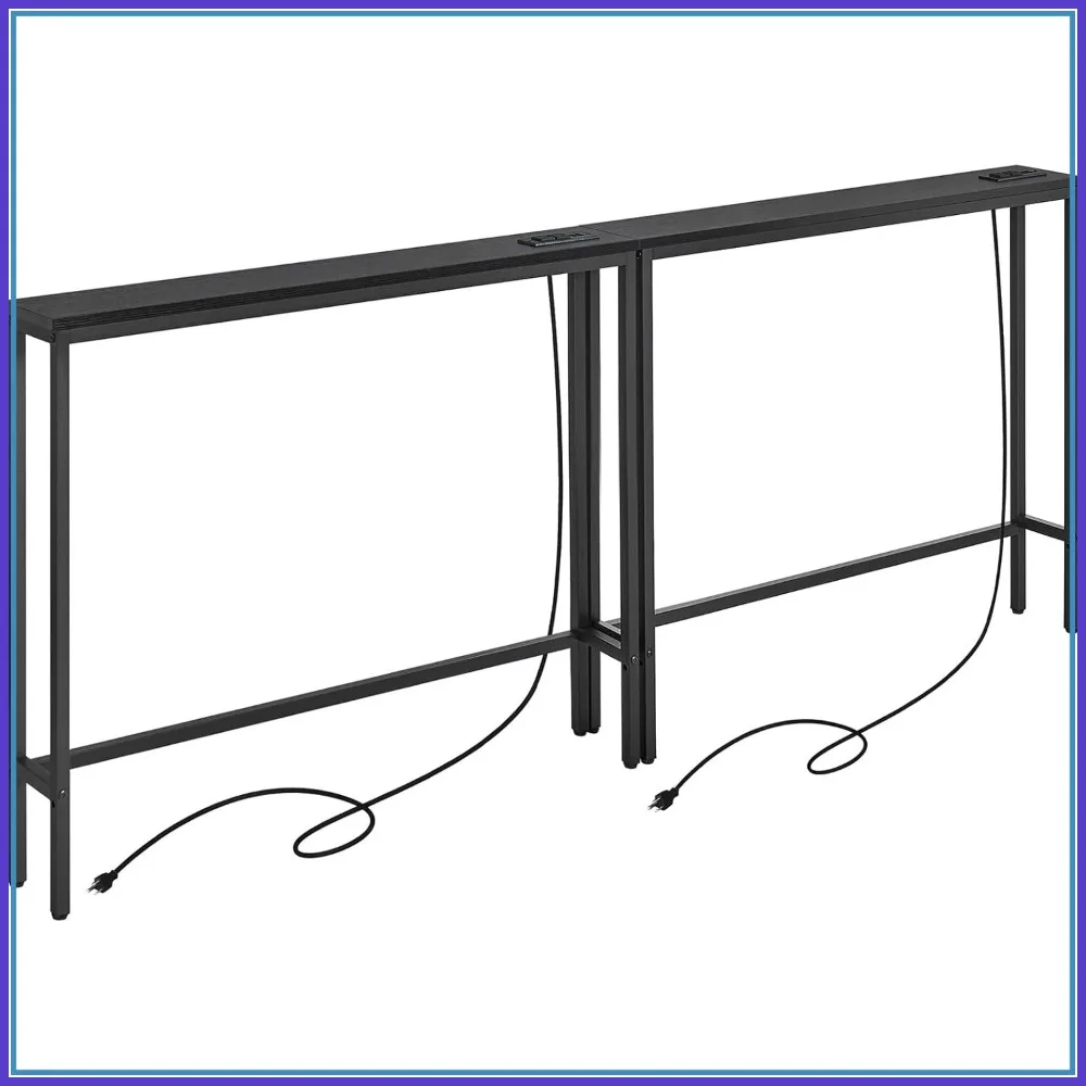 2 Pack 5.9" Narrow Console Sofa Table with Power Outlets, Long Black Behind Couch Table with Metal Frame and Charging Station
2 Pack 5.9" Narrow Console Sofa Table with Power Outlets, Long Black Behind Couch Table with Metal Frame and Charging Station