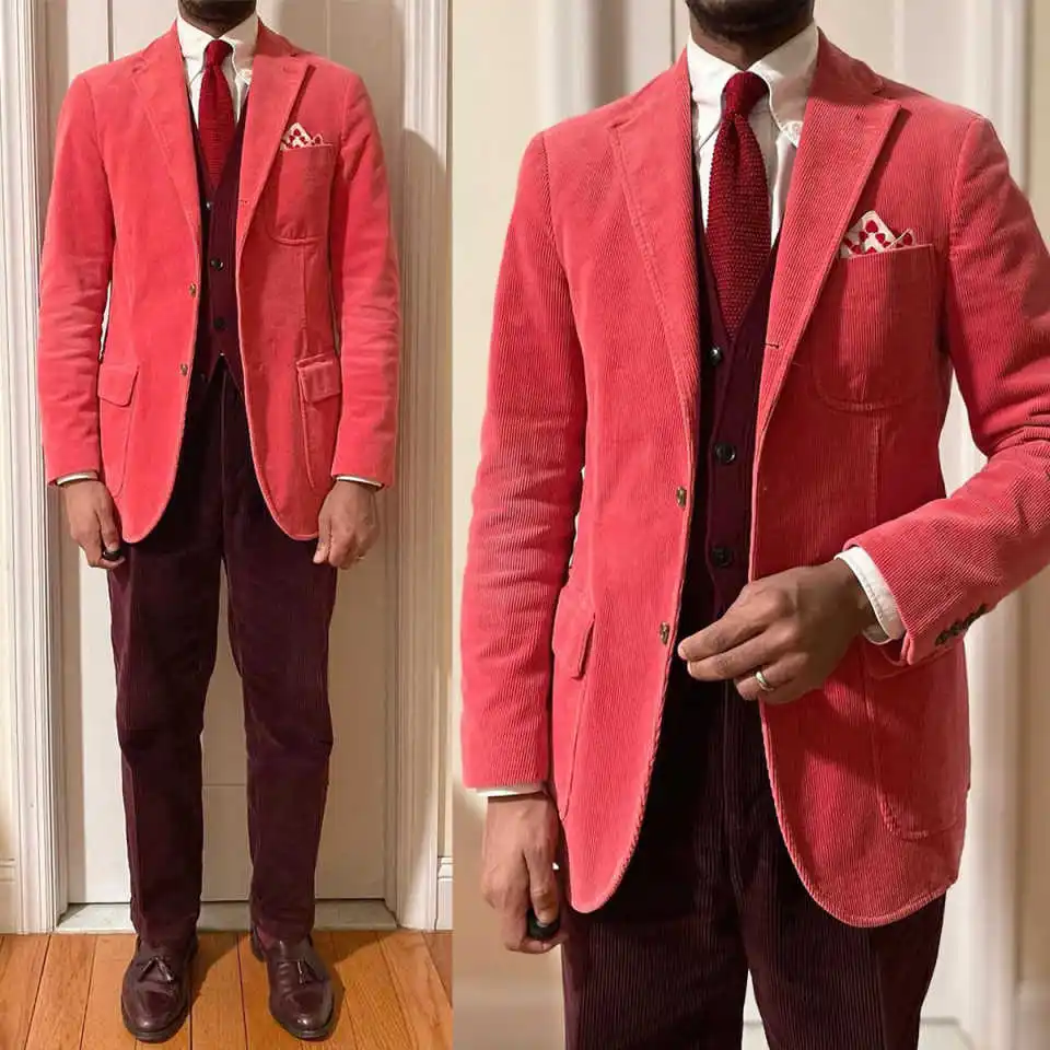 Corduroy Spring Wedding Suits For Groom Notched Lapel Tuxedos Single Breasted 2 Pcs Jacket Pants Party Prom Customized
Corduroy Spring Wedding Suits For Groom Notched Lapel Tuxedos Single Breasted 2 Pcs Jacket Pants Party Prom Customized