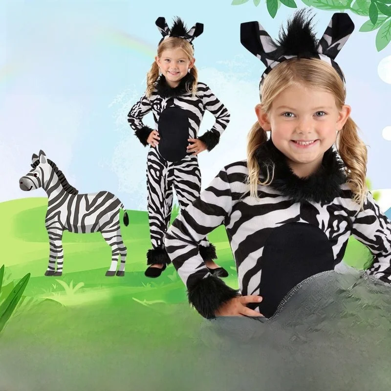 New Halloween Children's Cartoon Animal Role-playing Zebra Costume Party Dance Performance Clothes Polyester Fiber 100%
New Halloween Children's Cartoon Animal Role-playing Zebra Costume Party Dance Performance Clothes Polyester Fiber 100%