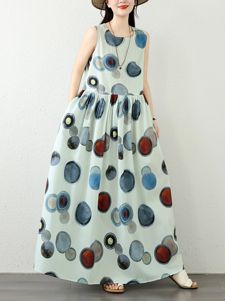 Retro round Neck Print Sleeveless Dress Women's Fashion Slimming Long Vest Dress Summer New Style Elegant Waist Cinched Dress
Retro round Neck Print Sleeveless Dress Women's Fashion Slimming Long Vest Dress Summer New Style Elegant Waist Cinched Dress