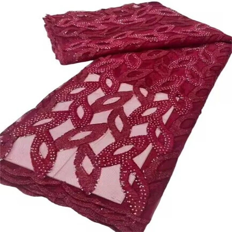 African Lace Fabric 2023 High Quality 5Yards Lace Stones Red Embroidery French Wedding Mesh Net Fabric For Party Dresses
African Lace Fabric 2023 High Quality 5Yards Lace Stones Red Embroidery French Wedding Mesh Net Fabric For Party Dresses