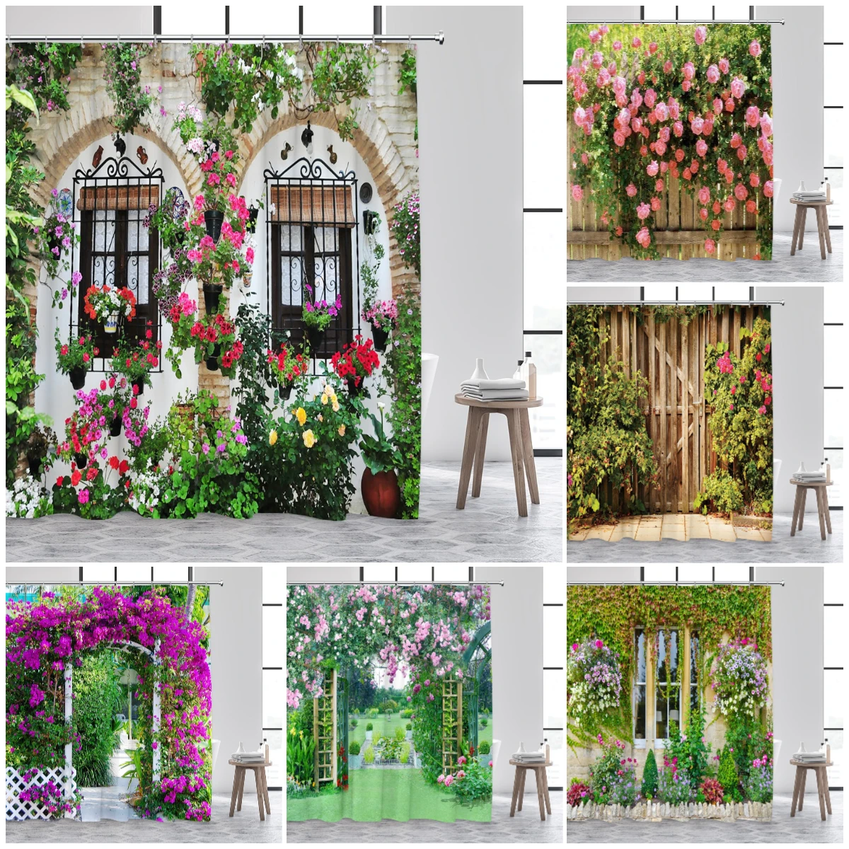 Rustic Fence Flowers Shower Curtains Pink Rose Floral Plant Garden Scenery Wall Hanging Fabric Bathroom Curtain Decor with Hooks
Rustic Fence Flowers Shower Curtains Pink Rose Floral Plant Garden Scenery Wall Hanging Fabric Bathroom Curtain Decor with Hooks