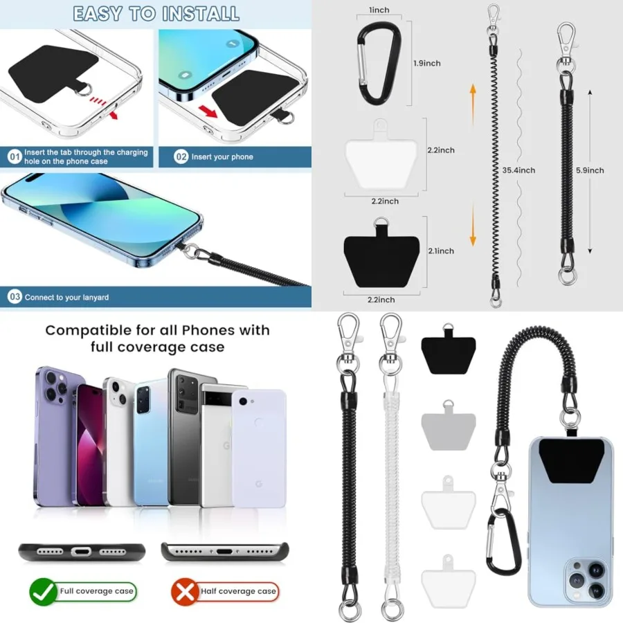 Phone Leash with Phone Tether Tabs for Outdoor Skiing Hiking Cycling Climbing Fit for Most Phones
Phone Leash with Phone Tether Tabs for Outdoor Skiing Hiking Cycling Climbing Fit for Most Phones