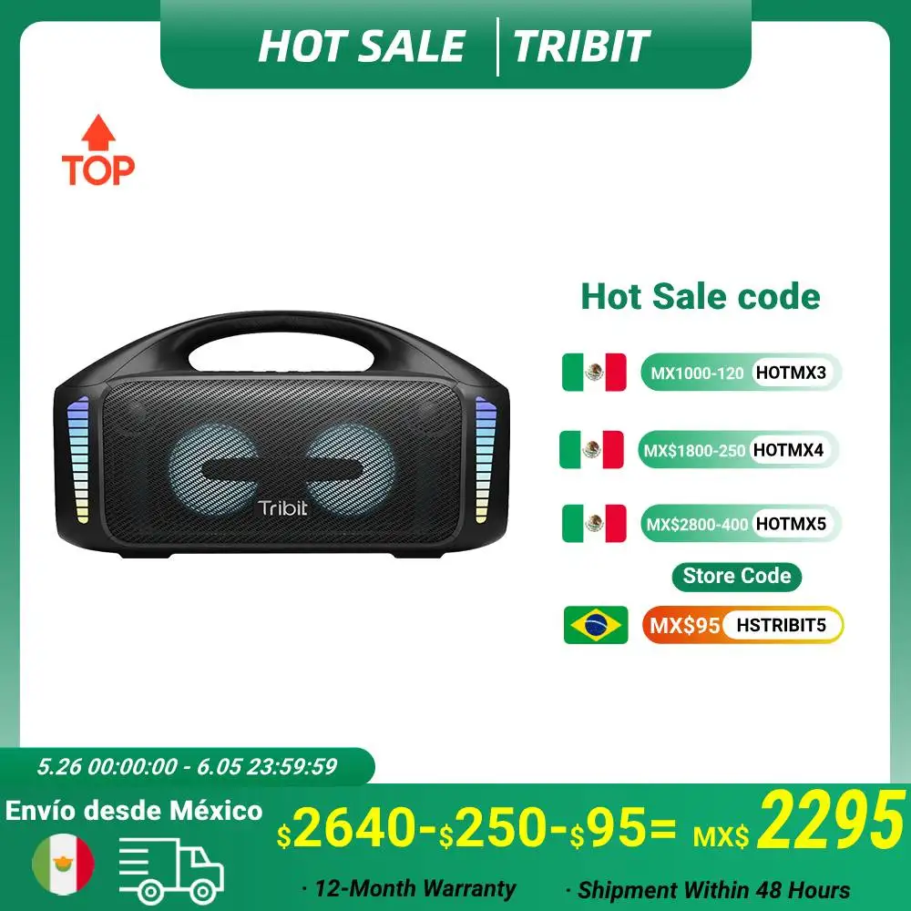 Tribit Portable Bluetooth Speaker 90W StormBox Blast Outdoor Wireless Speaker IPX7 Waterproof Party Camping Speaker 30H Playtime
Tribit Portable Bluetooth Speaker 90W StormBox Blast Outdoor Wireless Speaker IPX7 Waterproof Party Camping Speaker 30H Playtime