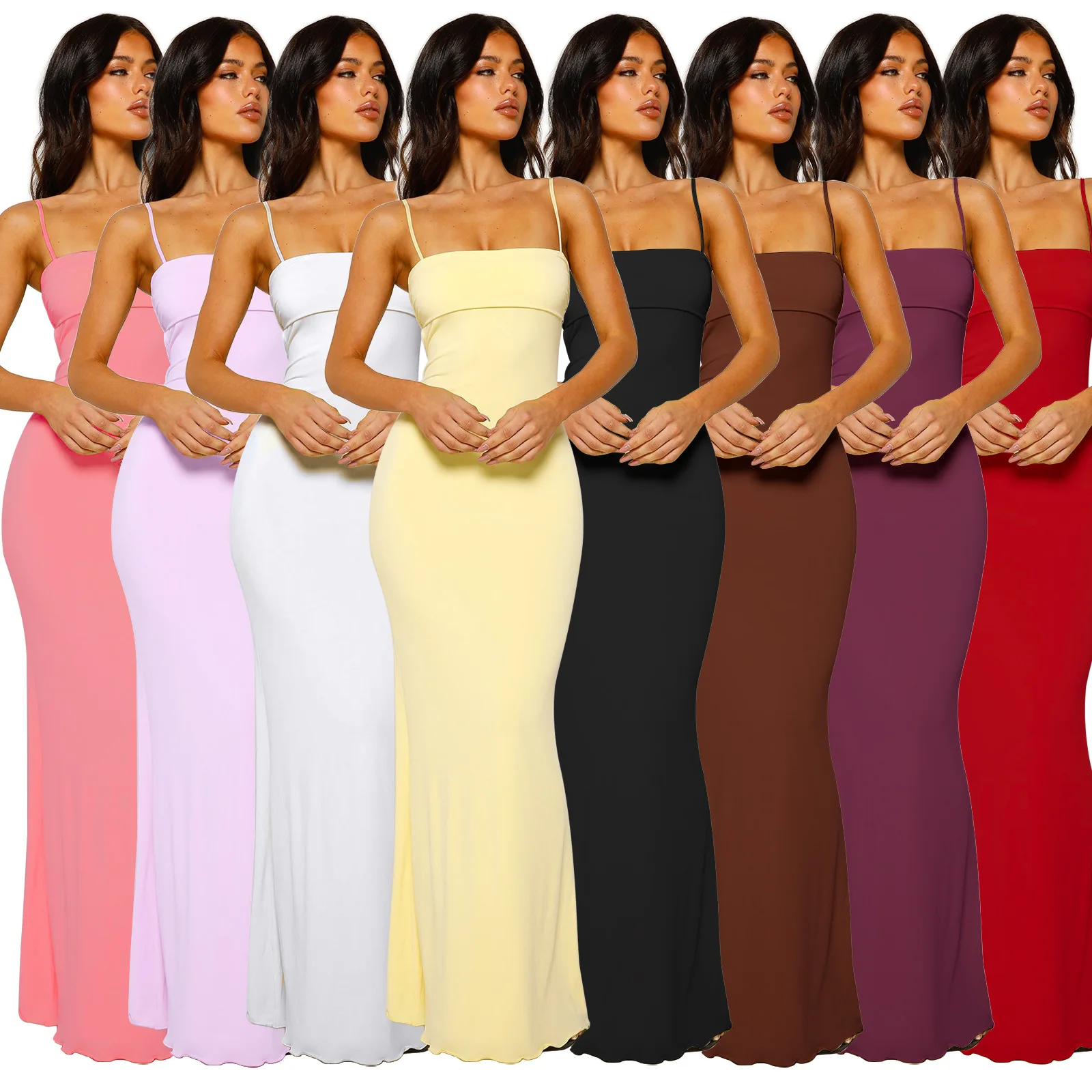 2025 Summer Women Long Sexy Dress Slim Fit Square Neck Adjustable Spaghetti Strap Solid Color Dress for Party Club Wedding Night
2025 Summer Women Long Sexy Dress Slim Fit Square Neck Adjustable Spaghetti Strap Solid Color Dress for Party Club Wedding Night