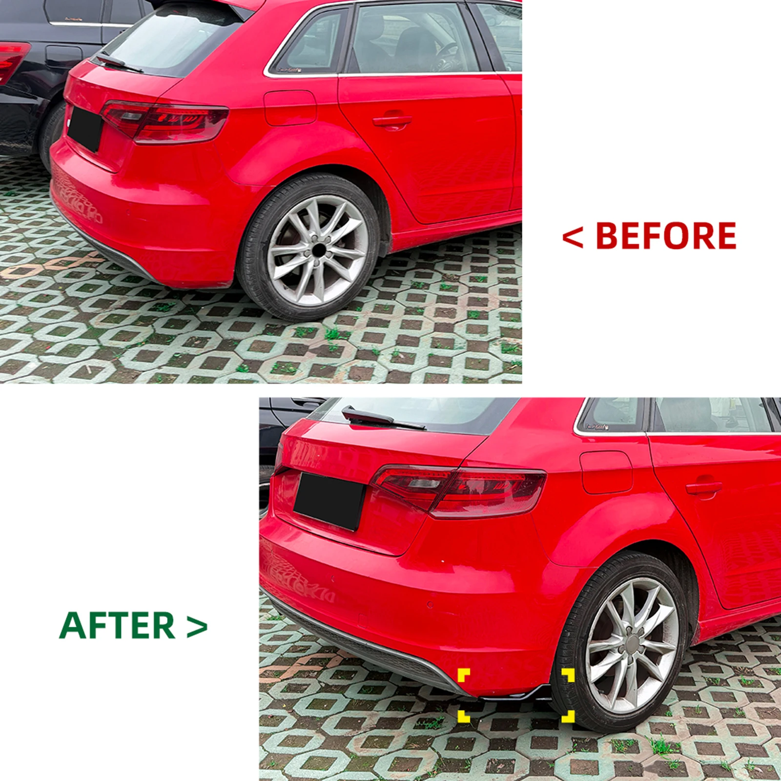 For Audi A3 S3 8V Sline 2013-2016 Rear Bumper Side Spoiler Air Vent Cover Carbon Fiber Look/Gloss Black Lower Diffuser Splitter
For Audi A3 S3 8V Sline 2013-2016 Rear Bumper Side Spoiler Air Vent Cover Carbon Fiber Look/Gloss Black Lower Diffuser Splitter