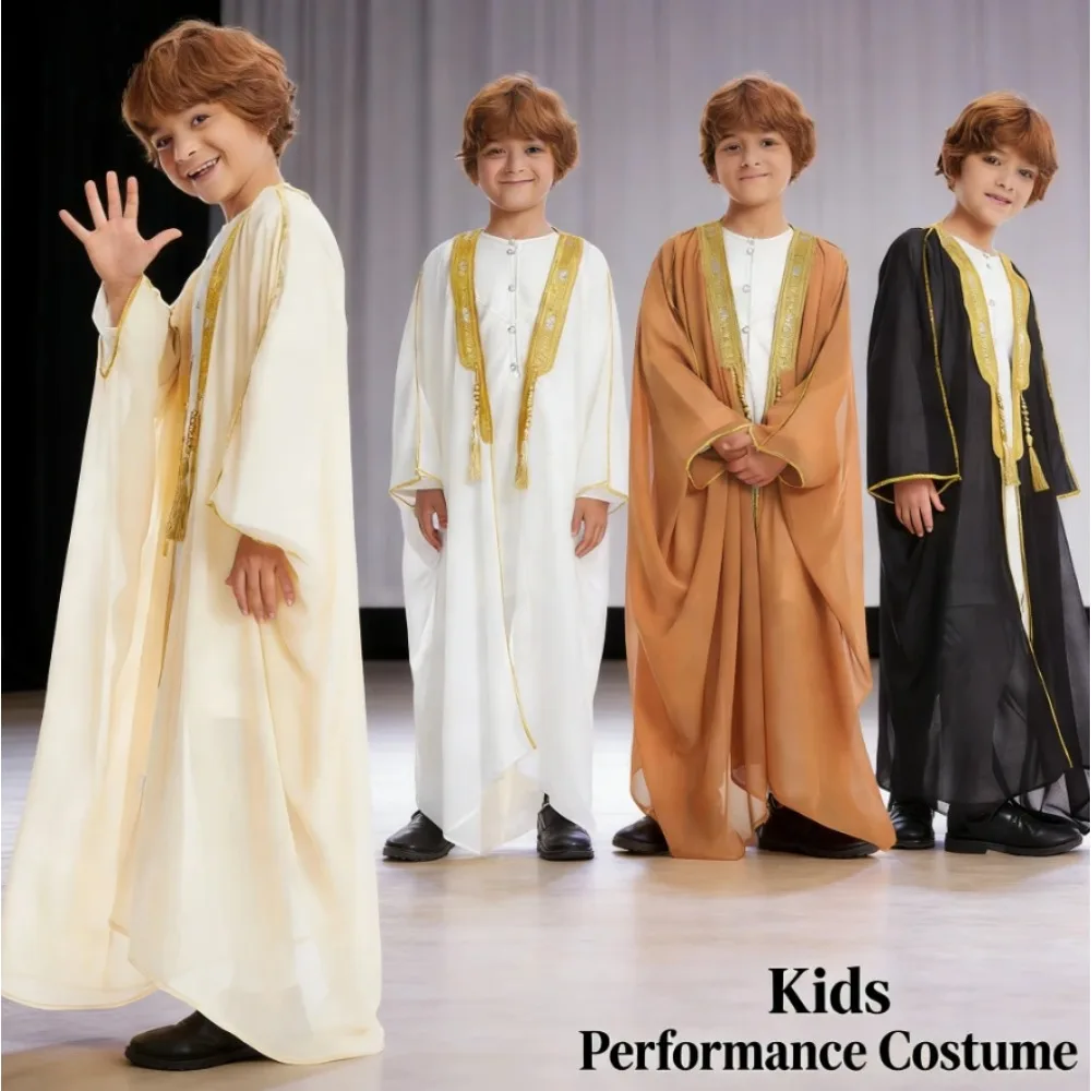 Middle East Teen Boys Long Robe With Tassel Design Dubai Style Outerwear For Southeast Asia Islamic Traditional Daily Wear
Middle East Teen Boys Long Robe With Tassel Design Dubai Style Outerwear For Southeast Asia Islamic Traditional Daily Wear