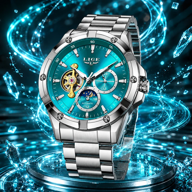 LIGE Automatic Mechanical Men Watch Luxury Stainless Steel Skeleton Tourbillon Watches For Men Waterproof Business Wristwatch
LIGE Automatic Mechanical Men Watch Luxury Stainless Steel Skeleton Tourbillon Watches For Men Waterproof Business Wristwatch