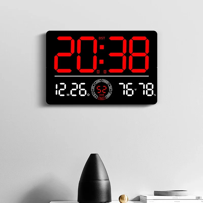 LED Digital Wall Clock Temperature Date Week Humidity Display Plug-in Wall-mounted Dual Alarms Electronic LED Clocks for Home
LED Digital Wall Clock Temperature Date Week Humidity Display Plug-in Wall-mounted Dual Alarms Electronic LED Clocks for Home