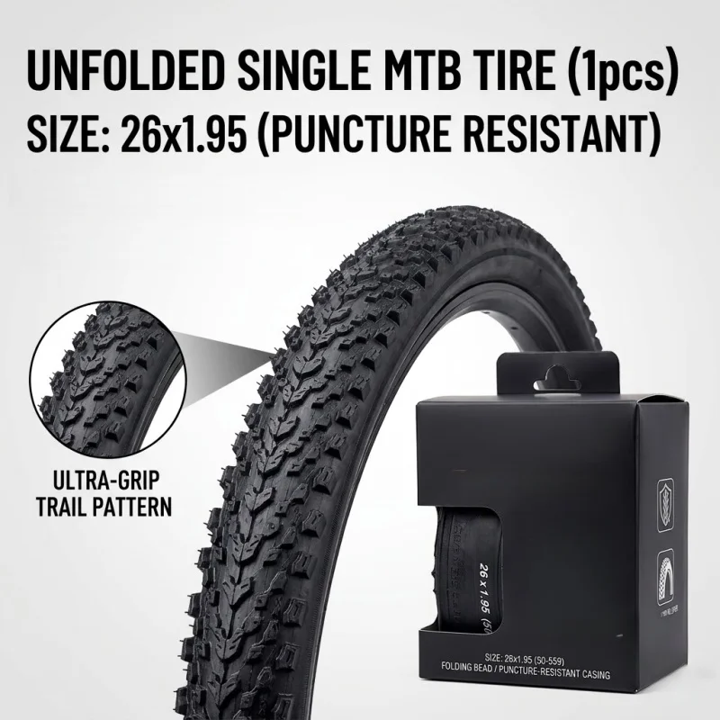 1PC 26" Foldable Mountain Bike Tire 26x1.95 Anti-Puncture Cycle Tire High Grip Tread Pattern For Off-Road Cross Country MTB
1PC 26" Foldable Mountain Bike Tire 26x1.95 Anti-Puncture Cycle Tire High Grip Tread Pattern For Off-Road Cross Country MTB