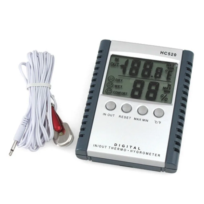 New HC520 LCD Digital IN-OUTDOOR Temperature Humidity Thermometer & Hygrometer Meter + 1m External Probe Sensor Brand
New HC520 LCD Digital IN-OUTDOOR Temperature Humidity Thermometer & Hygrometer Meter + 1m External Probe Sensor Brand
