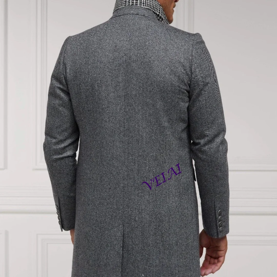 Vintage Men Gray Herringbone Overcoat Regular Fit Business Single Breasted Jacket Tweed Notch Lapel Cashmere Fashion Customized
Vintage Men Gray Herringbone Overcoat Regular Fit Business Single Breasted Jacket Tweed Notch Lapel Cashmere Fashion Customized