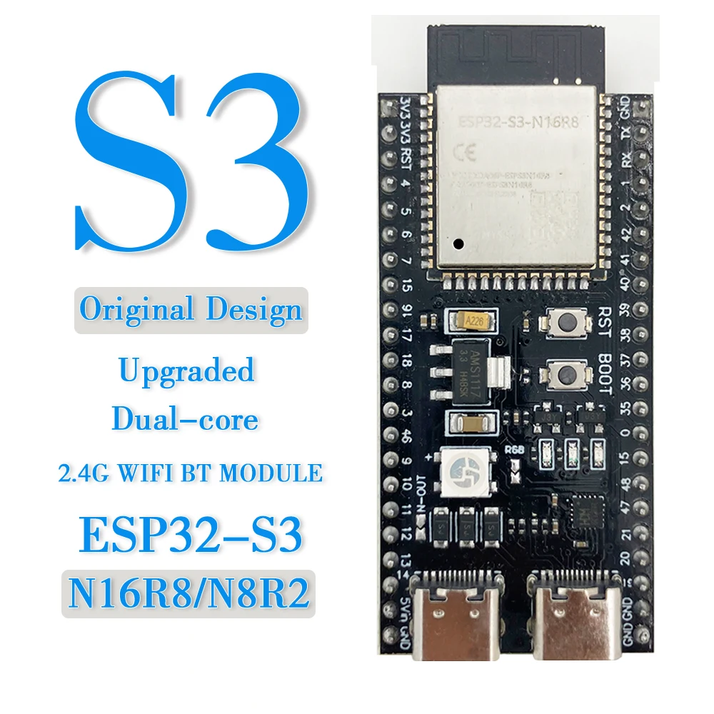 ESP32-S3 Wifi BT Module Development Board 44Pin Type-C for Arduino IDE ESP32-S3-WROOM1 N16R8 N8R2 ESP32 S3 16MB Flash 8M PSRAM
ESP32-S3 Wifi BT Module Development Board 44Pin Type-C for Arduino IDE ESP32-S3-WROOM1 N16R8 N8R2 ESP32 S3 16MB Flash 8M PSRAM