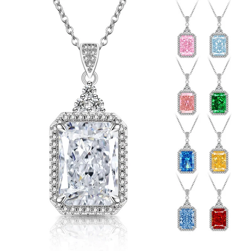 Pure 925 silver plated female engagement jewelry necklace. Rectangular ice flower cut zircon crystal necklace. Fashionable gift.
Pure 925 silver plated female engagement jewelry necklace. Rectangular ice flower cut zircon crystal necklace. Fashionable gift.