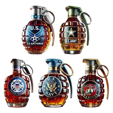 Military Hand Whiskey Bottle 300ml Engraved Hand Shape Whiskey Glass with Eagle Emblem Bottle Unique Gift For Bar Office Home