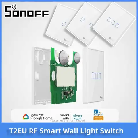 SONOFF T2EU RF Smart Switch Sticky 433MHz Wireless RF Remote Control Wall Panel 86 Type Touch Switch 1/2/3 Gang TX Wall Switches