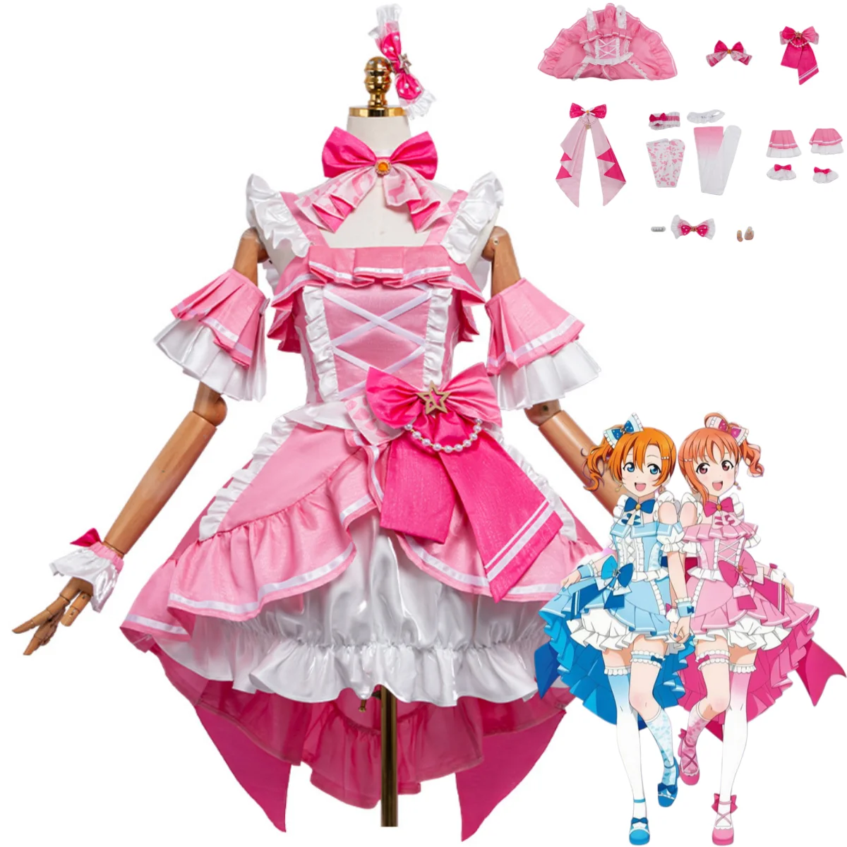 Love Live Muse Collab Aqours Honoka Kousaka Takami Chika Cosplay Costume Pink Princess Dress Woman Cute Masquerade Suit
Love Live Muse Collab Aqours Honoka Kousaka Takami Chika Cosplay Costume Pink Princess Dress Woman Cute Masquerade Suit