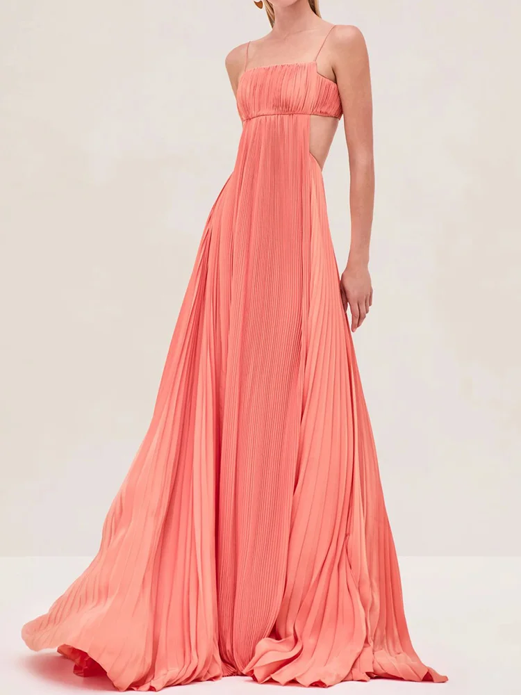 Hollow Fashion Elegant Chic Party Dress, Women Summer Spaghetti Strap Simple Maxi Dress, Solid Patchwork Sleeveless Ladies Dress
Hollow Fashion Elegant Chic Party Dress, Women Summer Spaghetti Strap Simple Maxi Dress, Solid Patchwork Sleeveless Ladies Dress