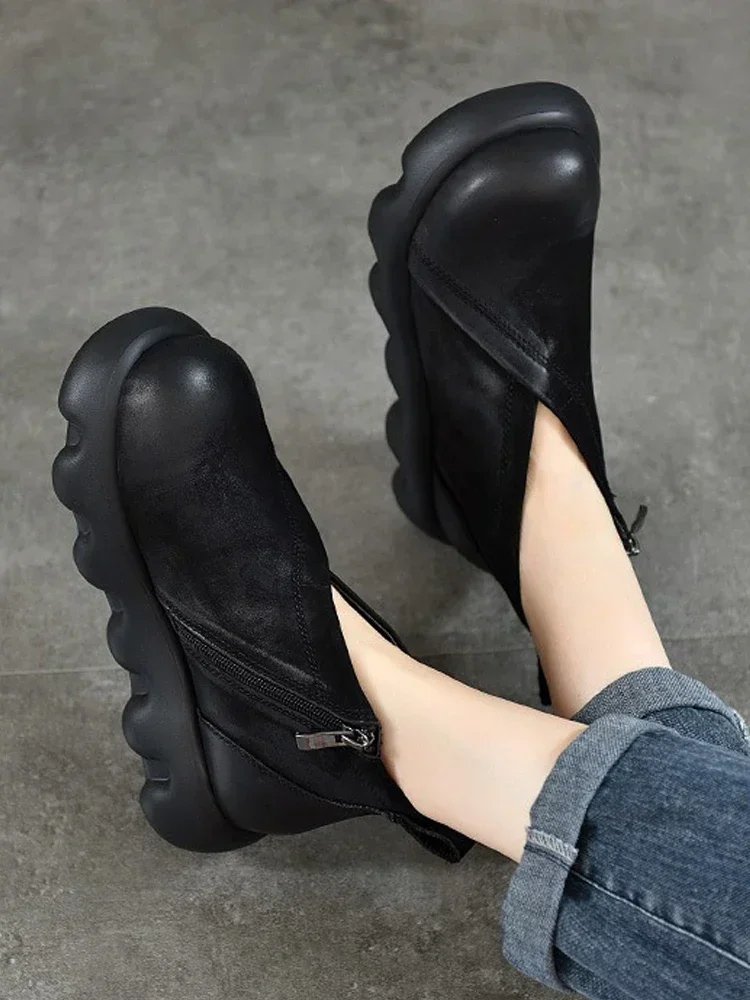 Birkuir Retro Women Flat Platform Short Boots Zip Genuine Leather Lightweight Cross Belt Luxury Ladies Thick Heel Shoes
Birkuir Retro Women Flat Platform Short Boots Zip Genuine Leather Lightweight Cross Belt Luxury Ladies Thick Heel Shoes