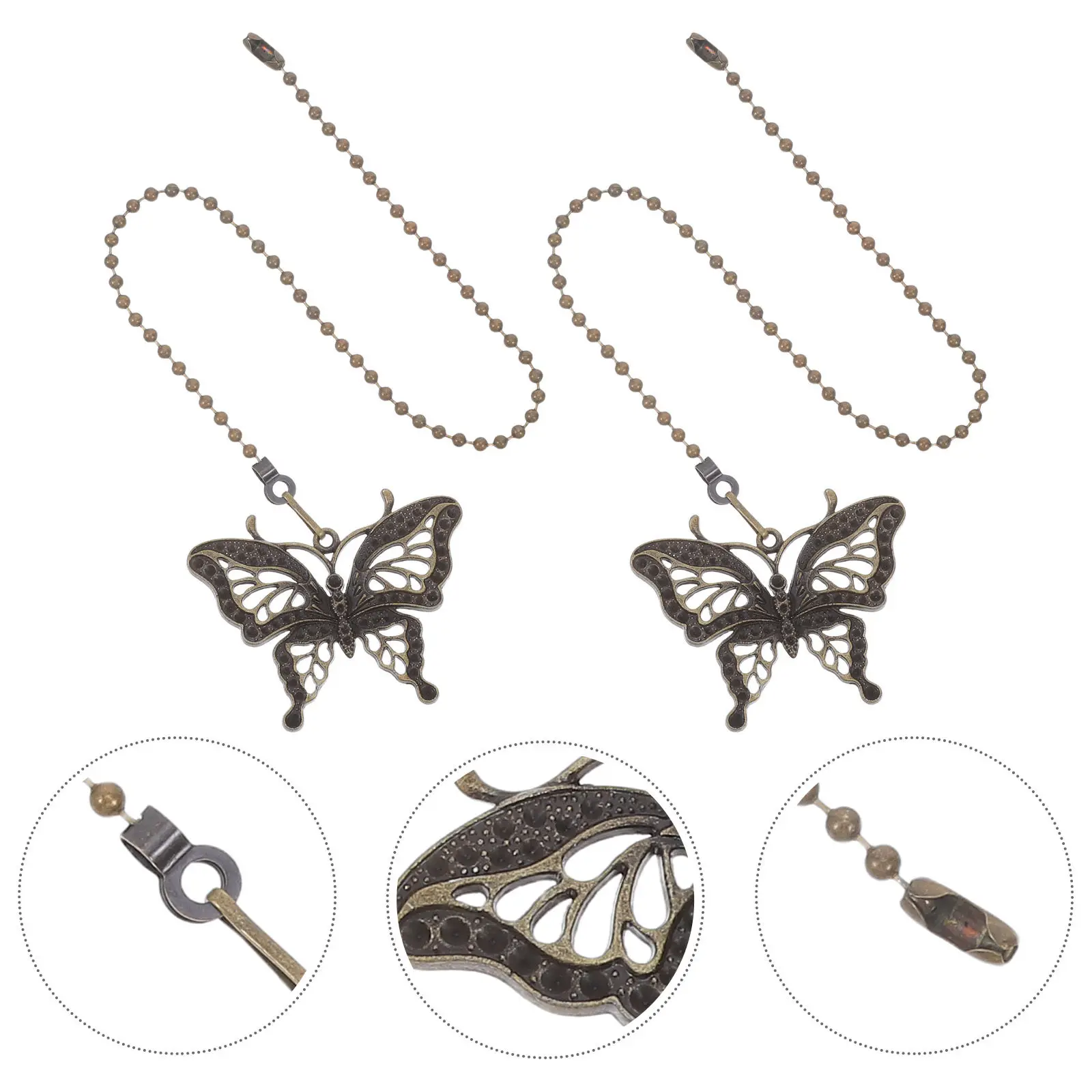 2Pcs Butterfly Charm Pull Chain Extender for Ceiling Fan Alloy Hollow Design Decorative Lamp Cord Extension Vintage Style Home
2Pcs Butterfly Charm Pull Chain Extender for Ceiling Fan Alloy Hollow Design Decorative Lamp Cord Extension Vintage Style Home